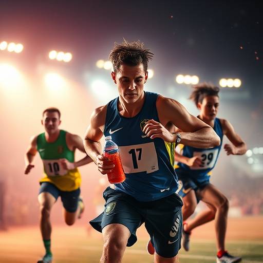 An energetic ad campaign promoting a new sports drink, featuring athletes in action.